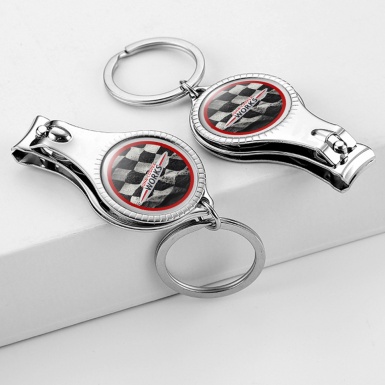 Mini Cooper John Cooper Key Ring Nail Trimmer Grey Racing Flag Sport Domed Logo