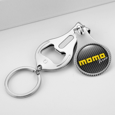 Momo Fob Ring Nail Trimmer Dark Carbon Yellow Domed Sticker