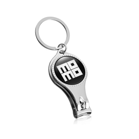 Momo Keyring Chain Nail Trimmer Classic Black White Square Logo Design