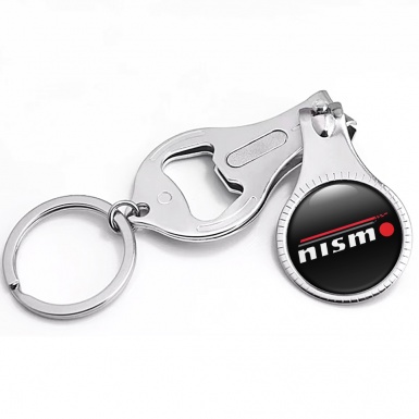 Nissan Nismo Key Ring Nail Trimmer Black Red Line White Domed Emblem