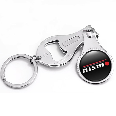 Nissan Nismo Key Ring Nail Trimmer Black Red Line White Domed Emblem