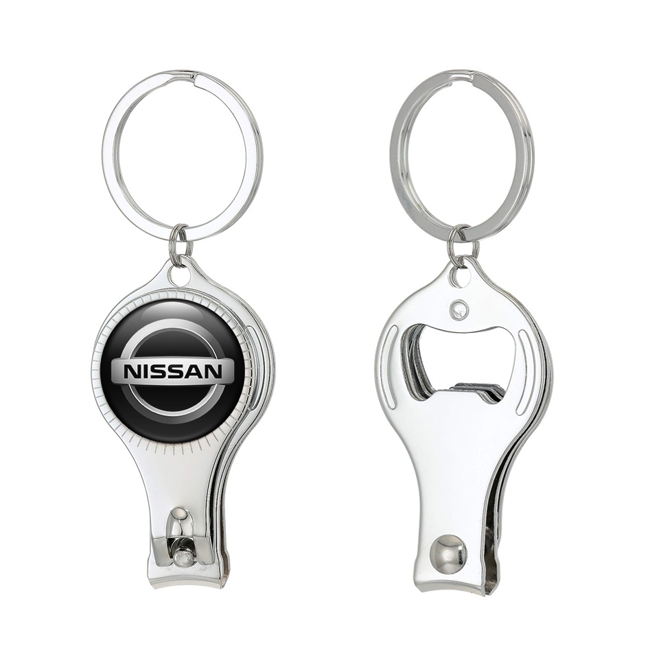 Nissan Keychain Nail Trimmer Classic Black Metallic Ring Domed Logo Keychains Accessories X Sticker