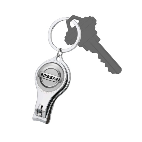 Nissan Fob Chain Fingernail Trimmer Grey Silver Ring Tint Domed Logo