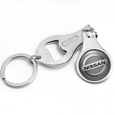 Nissan Keyring Nail Trimmer Light Carbon Silver Ring Effect Logo Design