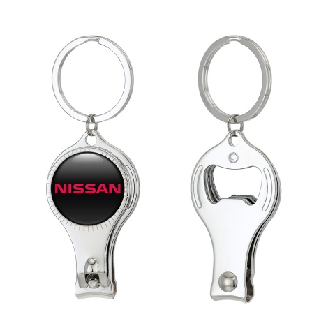 Nissan Key Ring Fingernail Trimmer Classic Black Red Domed Emblem