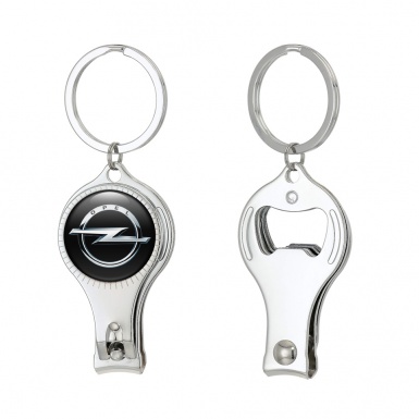 Opel Fob Ring Nail Trimmer Black Metallic Effect Domed Emblem