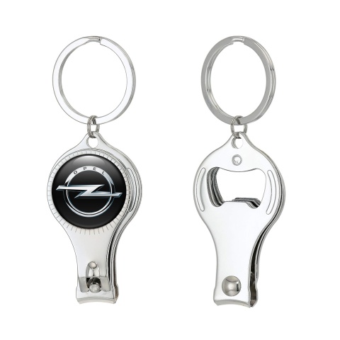 Opel Fob Ring Nail Trimmer Black Metallic Effect Domed Emblem