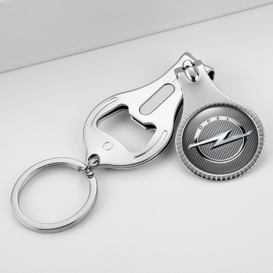 Opel Key Ring Fingernail Clipper Light Carbon Metallic Ring Domed Emblem