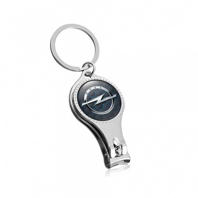 Opel Keychain Nail Trimmer Light Blue Graphite Honeycomb Metallic Emblem
