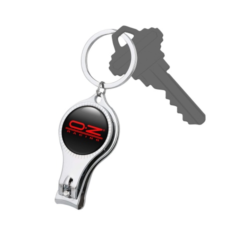 OZ Racing Keyring Nail Trimmer Black Red Lines Domed Sticker