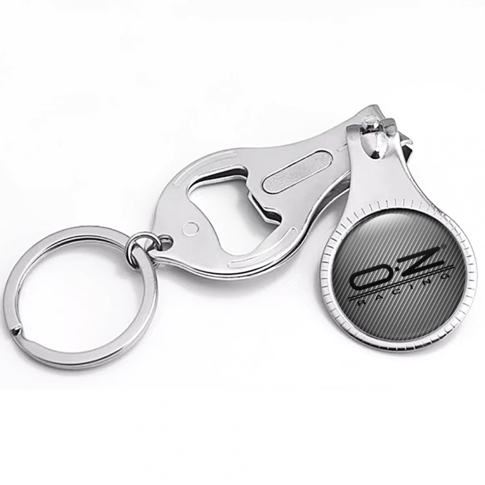 OZ Racing Fob Chain Nail Clipper Light Carbon Black Lines Logo Design