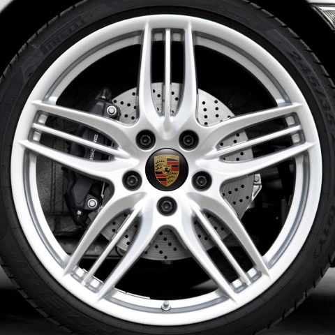 Porsche Wheel Center Cap Domed Stickers Black Classic