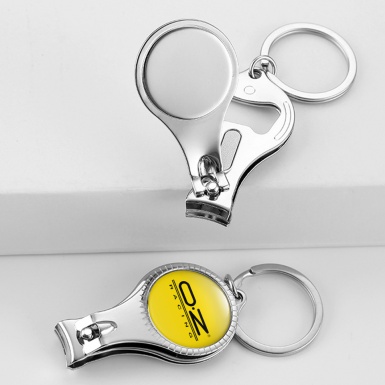 OZ Racing Key Ring Nail Clipper Black Yellow Lines Domed Emblem