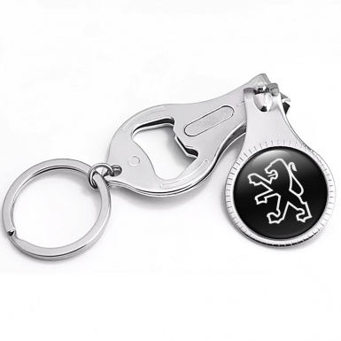 Peugeot Fob Chain Nail Trimmer Classic Black White Logo Design