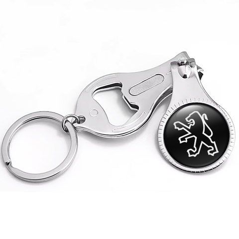 Peugeot Fob Chain Nail Trimmer Classic Black White Logo Design