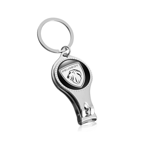 Peugeot Silhouette Key Holder Fingernail Clipper Black Solid White Emblem