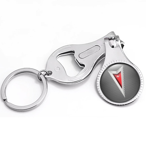 Pontiac Keyring Holder Nail Trimmer Light Carbon Silver Red Logo Edition 