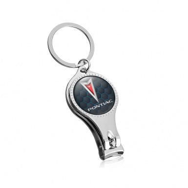 Pontiac Key Chain Fingernail Clipper Blue Honeycomb Domed Sticker