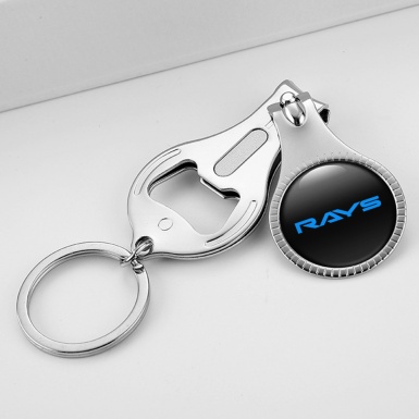Rays Keyring Holder Fingernail Trimmer Classic Black Blue Slogan