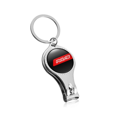 Rays Keychain Nail Clipper Classic Black Red Line White Domed Logo