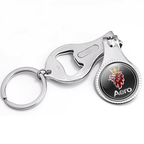 Saab Aero Key Ring Nail Clipper Dark Mesh Classic Red Griffon Design