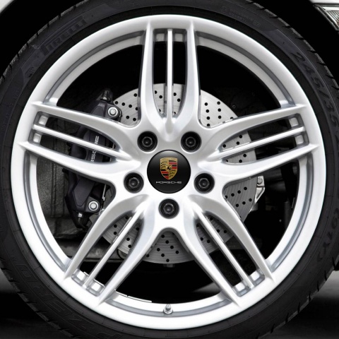 Porsche Center Hub Dome Stickers Black Logo Design