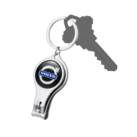 Volvo Keyring Nail Trimmer Black Silver Effect Classic Domed Sticker