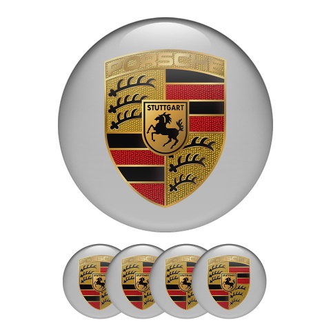 Porsche Wheel Center Cap Domed Stickers Grey Classic