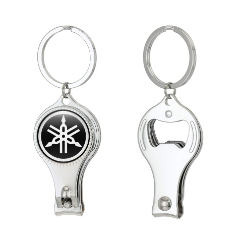 Yamaha Key Holder Fingernail Clipper Black White Ring Domed Emblem