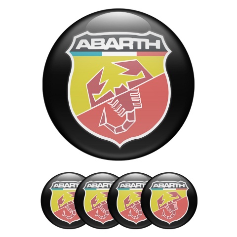 Fiat Abarth Wheel Emblems Black Color Shield Logo