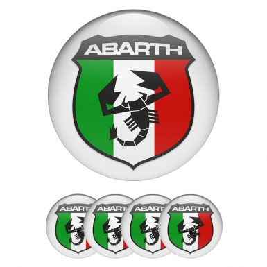 Fiat Abarth Wheel Stickers Light Grey Italian Flag Logo