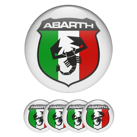 Fiat Abarth Wheel Stickers Light Grey Italian Flag Logo