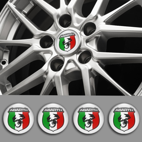 Fiat Abarth Wheel Stickers Light Grey Italian Flag Logo