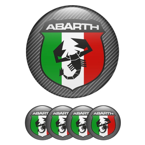 Fiat Abarth Wheel Stickers Carbon Italian Flag Design
