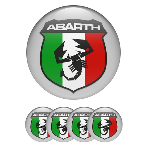 Fiat Abarth Wheel Emblem Dark Grey Italian Flag Shield