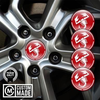 Fiat Abarth Wheel Emblems Red White Scorpion Logo