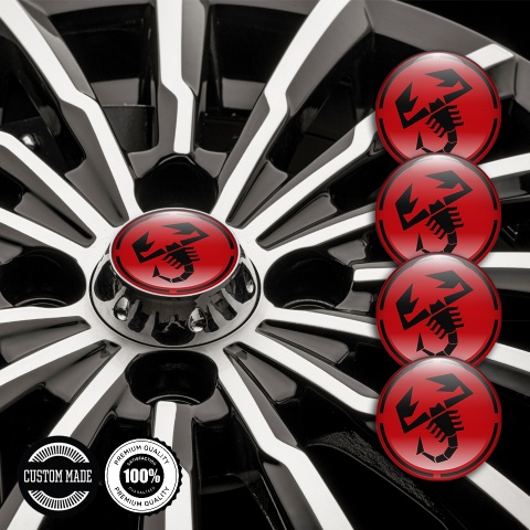 Fiat Abarth Wheel Stickers Red Black Scorpion Logo