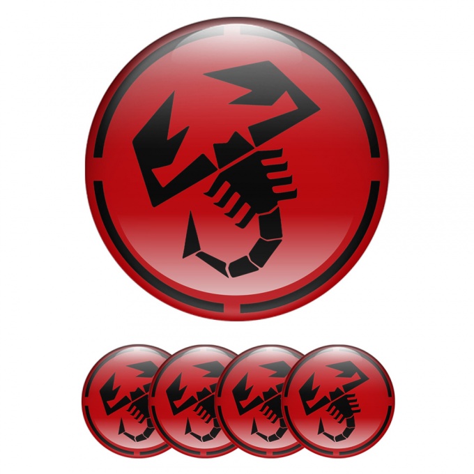 Fiat Abarth Wheel Stickers Red Black Scorpion Logo