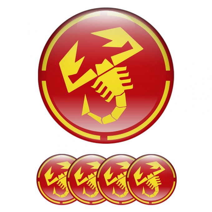 Fiat Abarth Silicone Stickers Red Yellow Design
