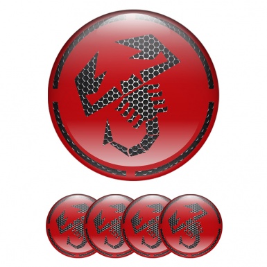 Fiat Abarth Wheel Stickers Dark Mesh Red Logo