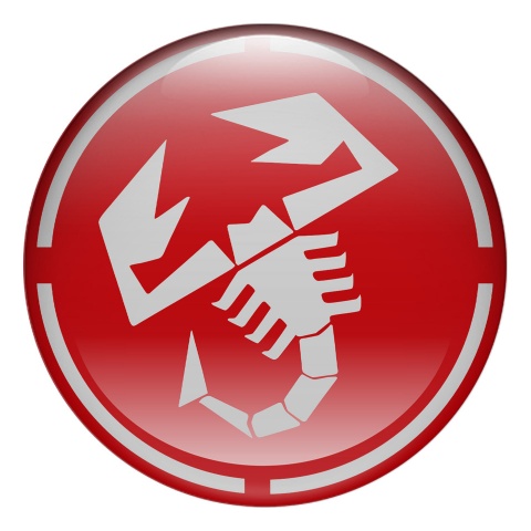 Fiat Abarth Wheel Emblems Light Grey Red Logo