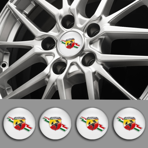 Fiat Abarth Wheel Stickers Light Grey Lightning Logo