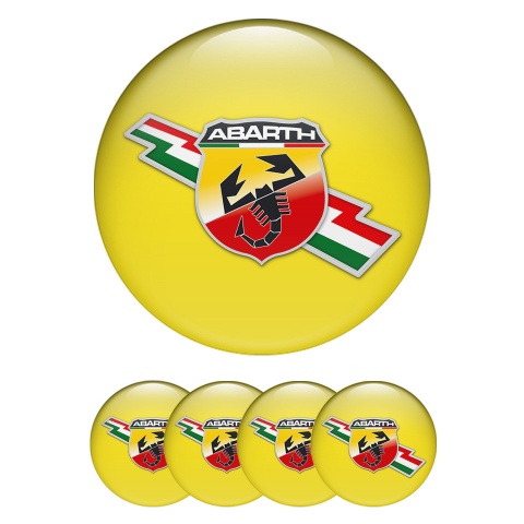 Fiat Abarth Wheel Emblems Yellow Lightning Logo