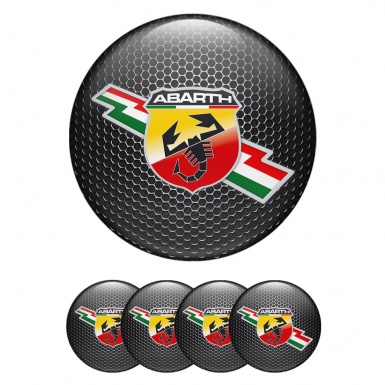 Fiat Abarth Domed Stickers Dark Mesh Lightning Emblem