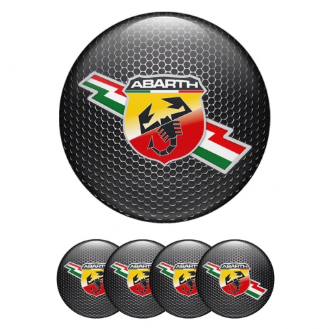 Fiat Abarth Domed Stickers Dark Mesh Lightning Emblem