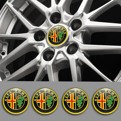 Alfa Romeo Wheel Stickers Black Yellow Classic Color Design