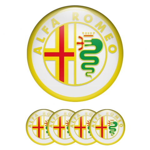Alfa Romeo Domed Emblems White Yellow Logo Edition