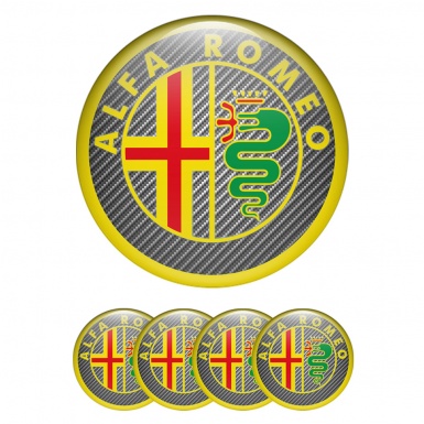Alfa Romeo Domed Stickers Carbon Yellow Green Edition