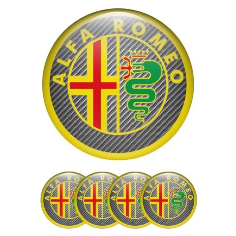 Alfa Romeo Domed Stickers Carbon Yellow Green Edition