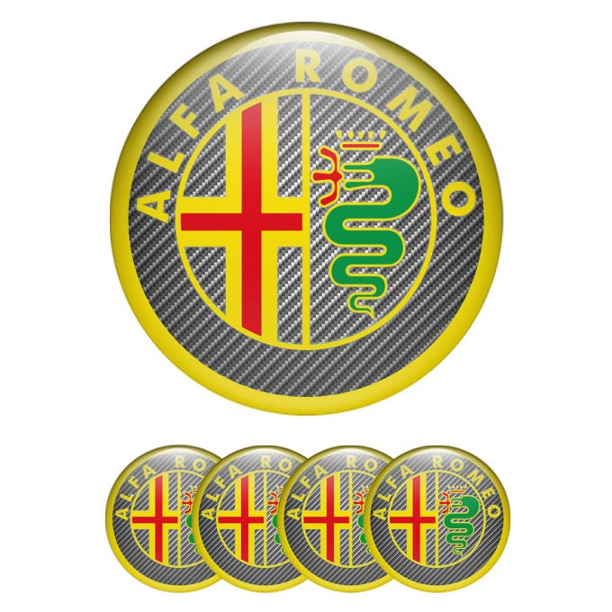 Alfa Romeo Domed Stickers Carbon Yellow Green Edition